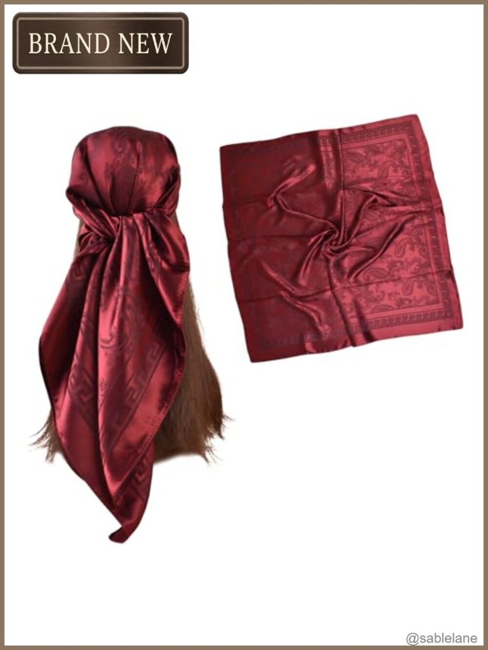 35x35 Silk Like Polyester Square Head Scarf Women Neck Scarf Hair Wraps